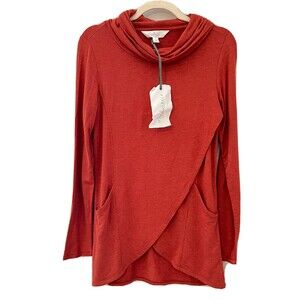 Magnolia Grace NWT Paedia Tulip Hem Cowl French Terry Knit Salmon Tunic Top XS